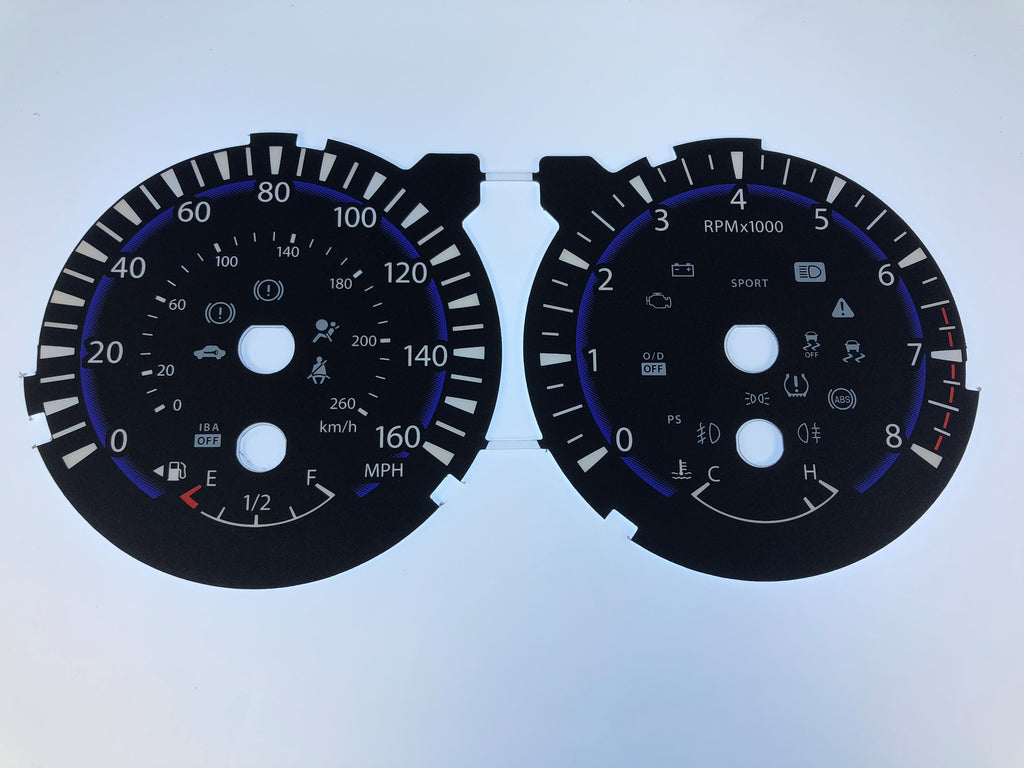 2013-2016 Infinity QX60 speedometer conversion gauge face 160 MPH