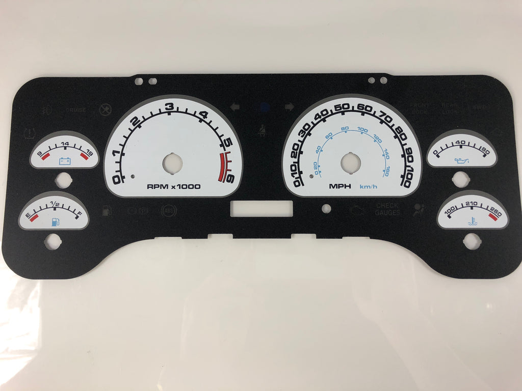2001- 2006 Jeep Wrangler MPH Conversion Gauge Face With Front Lock Icon