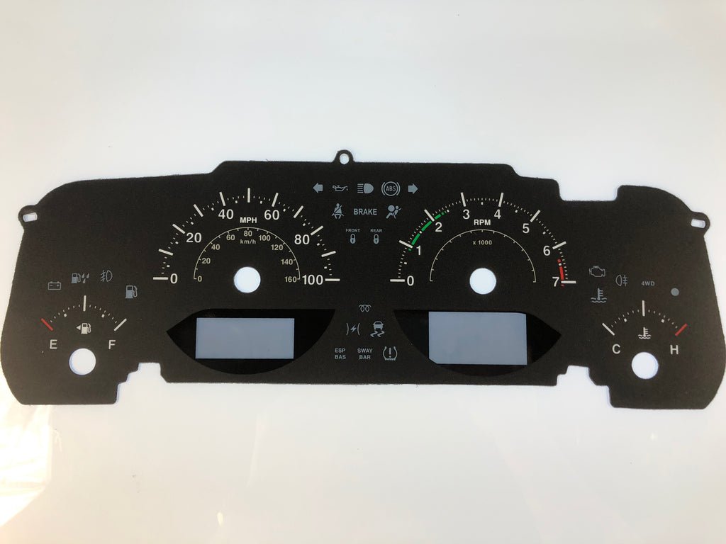 2015-2017 Jeep Wrangler Black MPH Conversion Gauge Face With TPMS Icon